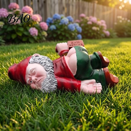 Resin Outdoor Lawn Ornament Funny Drunk Dwarf Garden Decoration, Gnome Statue, Sculpture Gift for Friends And Family Patio Yard Decor, Weather