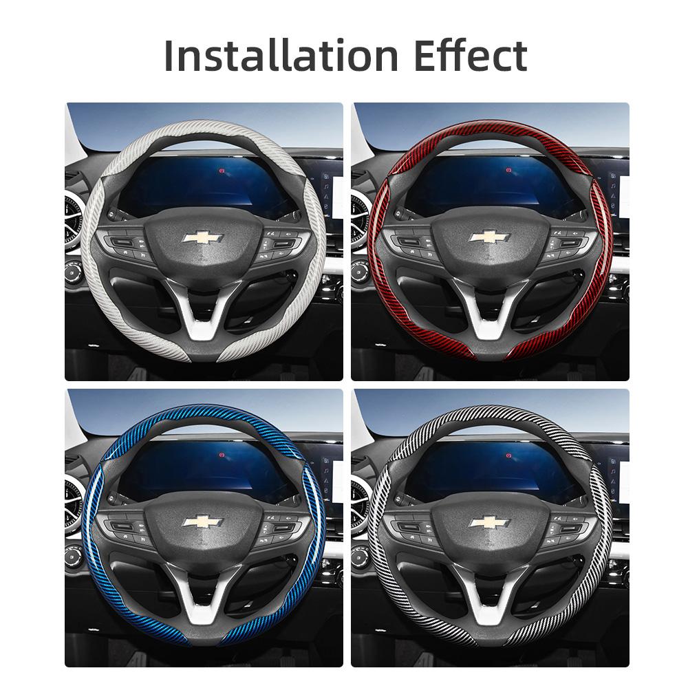 AABHG1 Suitable for Chevrolet Carbon Fiber Texture Steering Wheel Cover with Segmented Quick-Release Design, Durable, for Silverado, Equinox, Trax