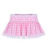 Unisex Men Women Short Skirt Lace Hem Pleated A-line Mini Skirt
