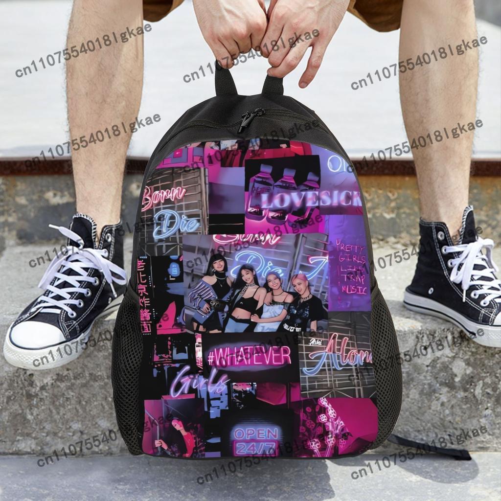 A Straightforward Single-Layer Backpack from Kpop Black & Pink, Perfect for Coffee Outings, Classes, Or Exploring The City.