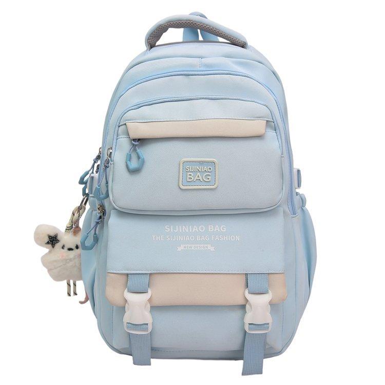 Schoolbag Female Korean Edition Japanese Large Capacity Tide ins Simple Contrast Color Elementary School Students Junior High School Students Travel