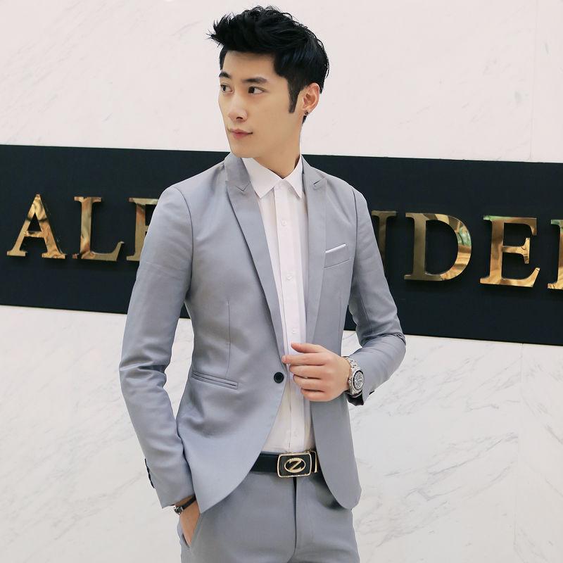 Summer Men's Casual Suit Business Office Trendy Non-ironing Anti-wrinkle Suit Jacket Solid Color Slim Fit Men's Suit