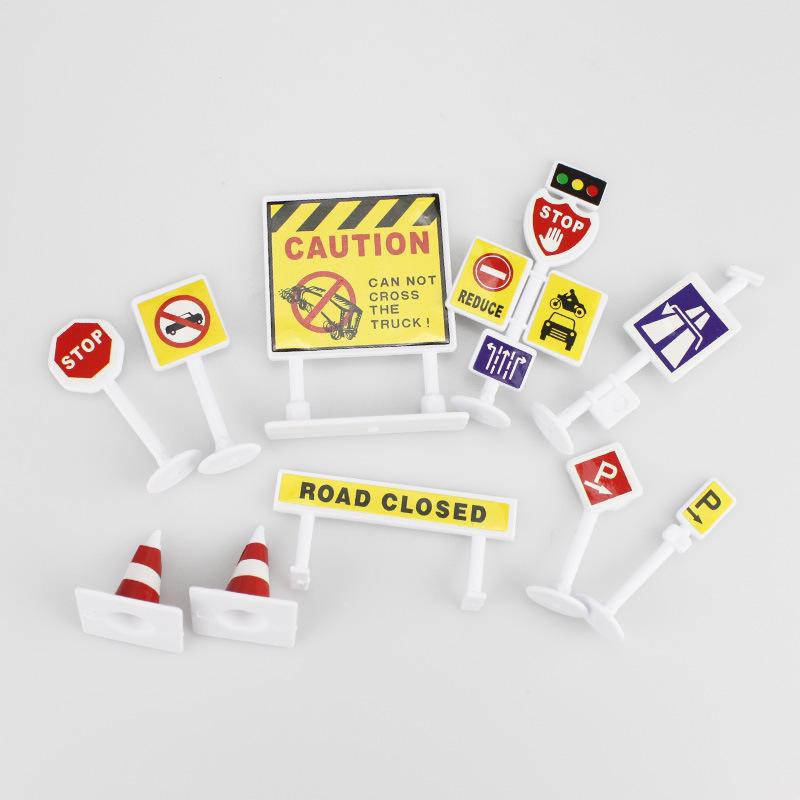 Набор для украшения торта в виде строительной техники и дорожных знаков