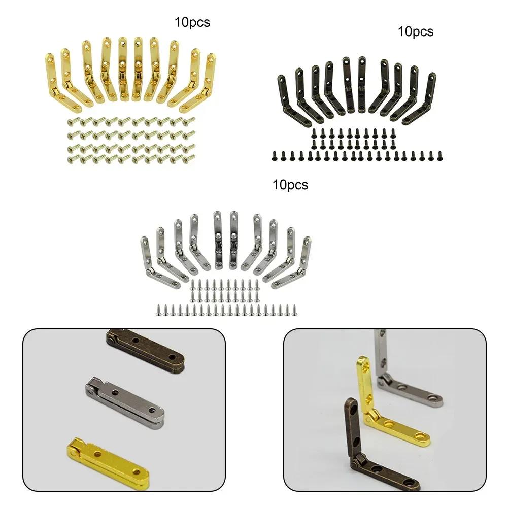 10 шт. складных опорных петель на 90° из цинкового сплава с пружиной для деревянной шкатулки для ювелирных изделий, самоблокирующиеся петли, фурнитура, аксессуары