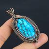 Tibetan Turquoise Pendant, 999 Copper Wire Wrapped Gemstone Jewelry, Handmade Pendant, For Thanksgiving