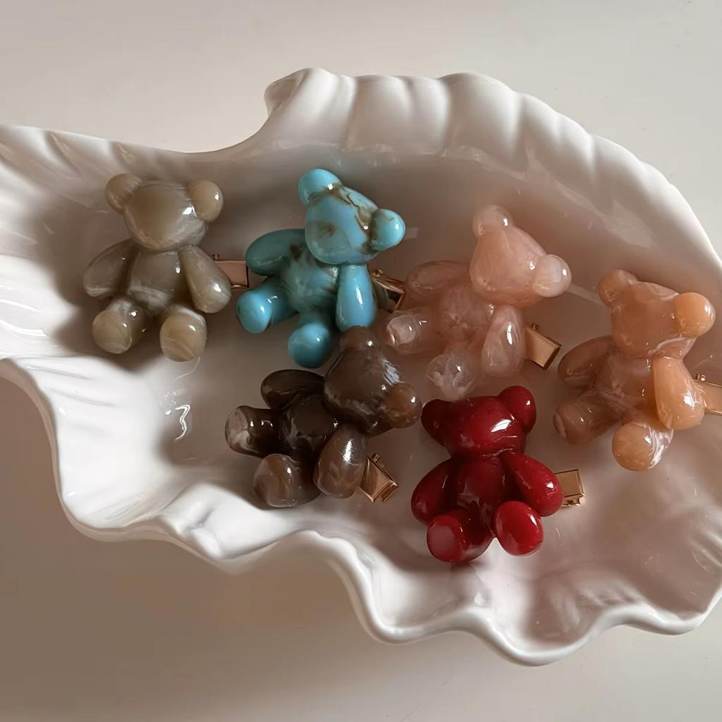 Мультяшные милые заколки для волос с мишками для женщин, девочек, детей, ручной работы, заколки для челки, боковые заколки для волос, модные аксессуары для волос, заколки-автоматы, головные уборы