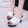 Женские водонепроницаемые модные шлепанцы на платформе, нескользящие, новая корейская версия, на танкетке, летние универсальные туфли на высоком каблуке с толстой подошвой