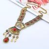 Ethnic Style Simulation Gemstone Decoration Women Metal Necklace With Tassel