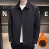 Мужская куртка с лацканами, длинным рукавом, бархатной подкладкой, застежкой на пуговицы, куртка, пальто с карманами, осень-зима, однотонная верхняя одежда