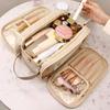 Large Capacity High-end Retro Double Zipper Cosmetic Bag High Value Travel Portable Multi-function Wash Storage Bag