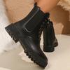 Модные ботинки Rimocy на платформе в стиле милитари для женщин, черные, из искусственной кожи, на шнуровке, ботильоны, женские ботинки на толстой подошве, нескользящие, осенне-зимние