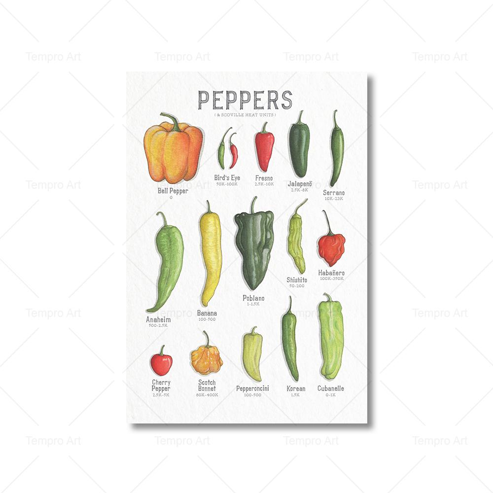 Еда овощи фрукты живопись грибы перец чили макароны формы печать плакатов стены книги по искусству холст картина кухня украшения дома