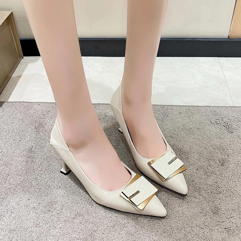 Women's Heels Women's Trend 2024 Stilettos Pointed Toe Elegant Dress Shoes Luxury Office Casual Pumps Black High Heels Shoes