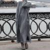 Women's Fashion Spring Fall Solid Color Print Long Sleeve O-Neck Middle Waistline Casual Dresses