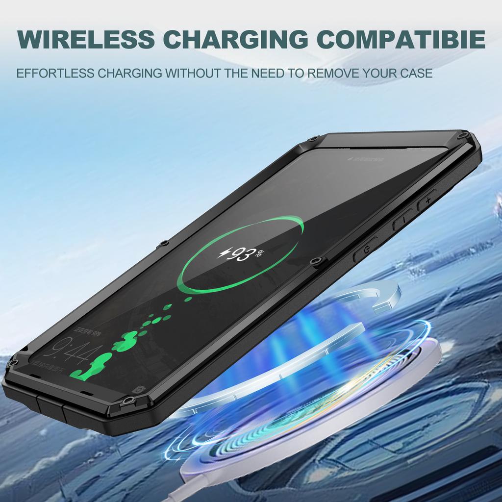 R-JUST For Samsung Galaxy S25 Edge Case PC+Silicone+Metal Back Cover with Tempered Glass Film