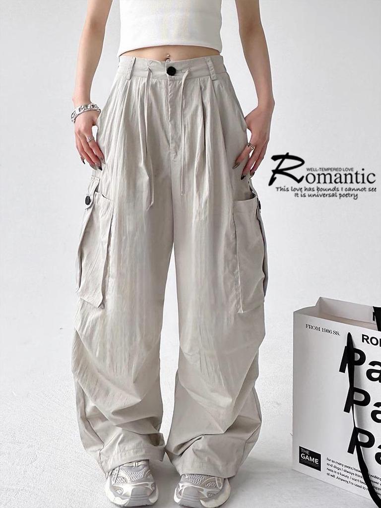 Женские брюки карго парашюты в американском ретро стиле 2025 - быстросохнущие, с высокой посадкой, свободного кроя