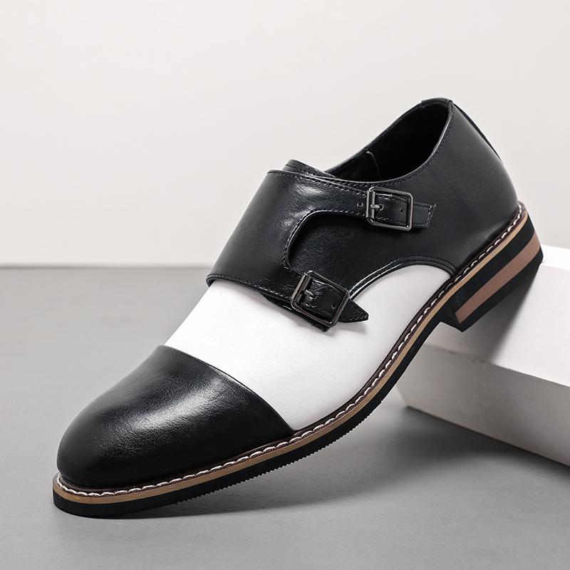 Ретро Мужские Лоферы Повседневные Удобные Туфли с Пряжкой Кожаные Туфли Британские Деловые Офисные Туфли Размер 38-48 Мужская Обувь