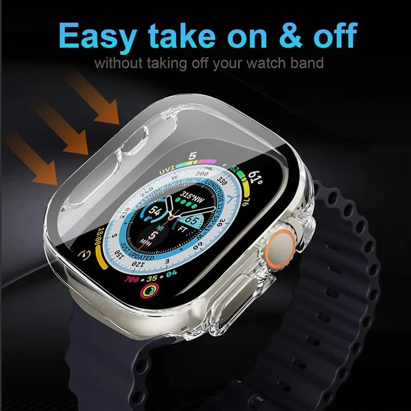 2 шт. Чехол+стекло Для Apple Watch Ultra 49 мм 45 мм 42 мм 41 мм 44 мм 40 мм Пленка Защитное стекло Бампер IWatch Серия 5 8 7 SE 6 Чехол