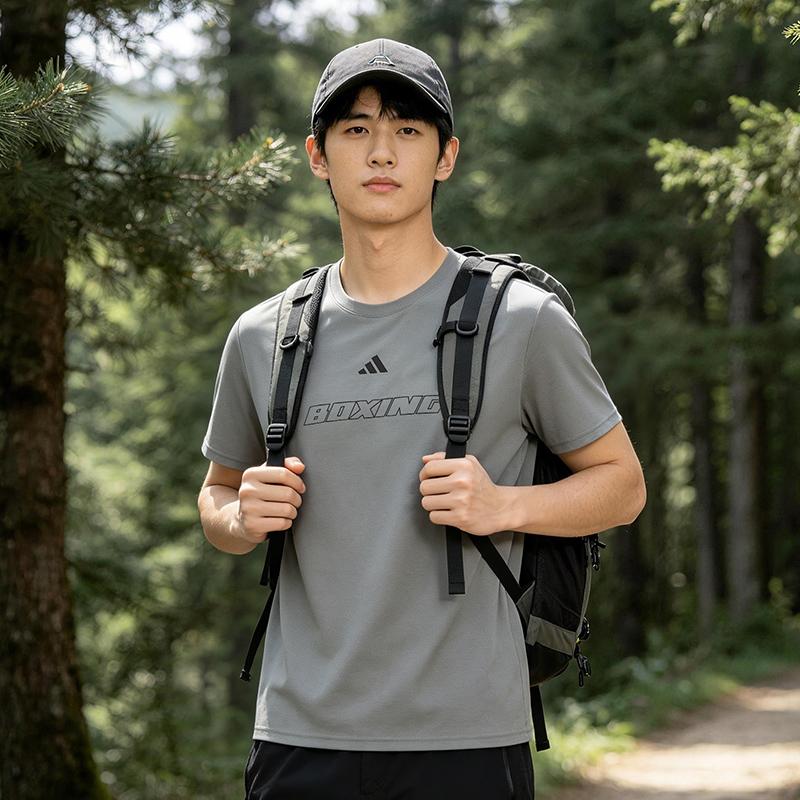 Men's Adidas T-Shirts Men's Gray Crew Neck Thin
