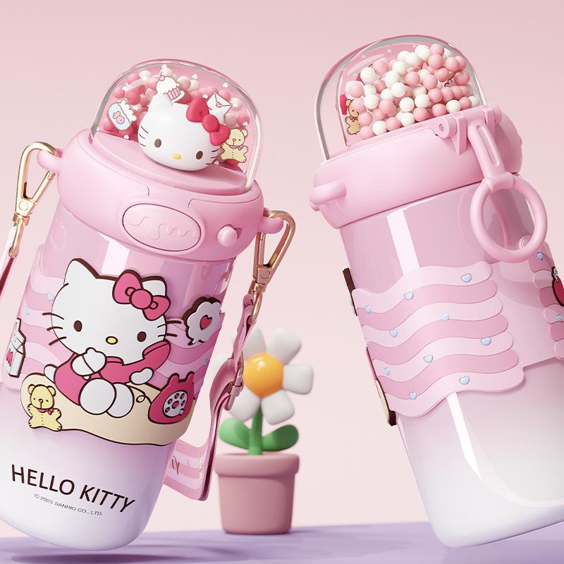 X&W Sanrio Термокружка с трубочкой Мультяшная Куроми Бутылка для питьевой воды Вакуумные фляги из нержавеющей стали с 3D креативной крышкой Подарки для детей