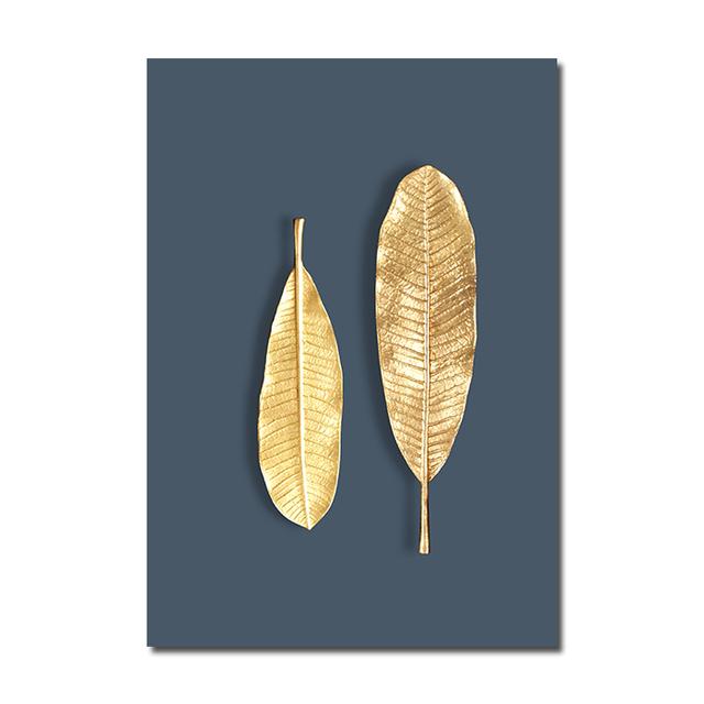 Abstract Plant Flower Wall Art Luxurious Golden Ginkgo Maple Leaves Poster Prints Home Living Room Wall Decor Picture No Frame
