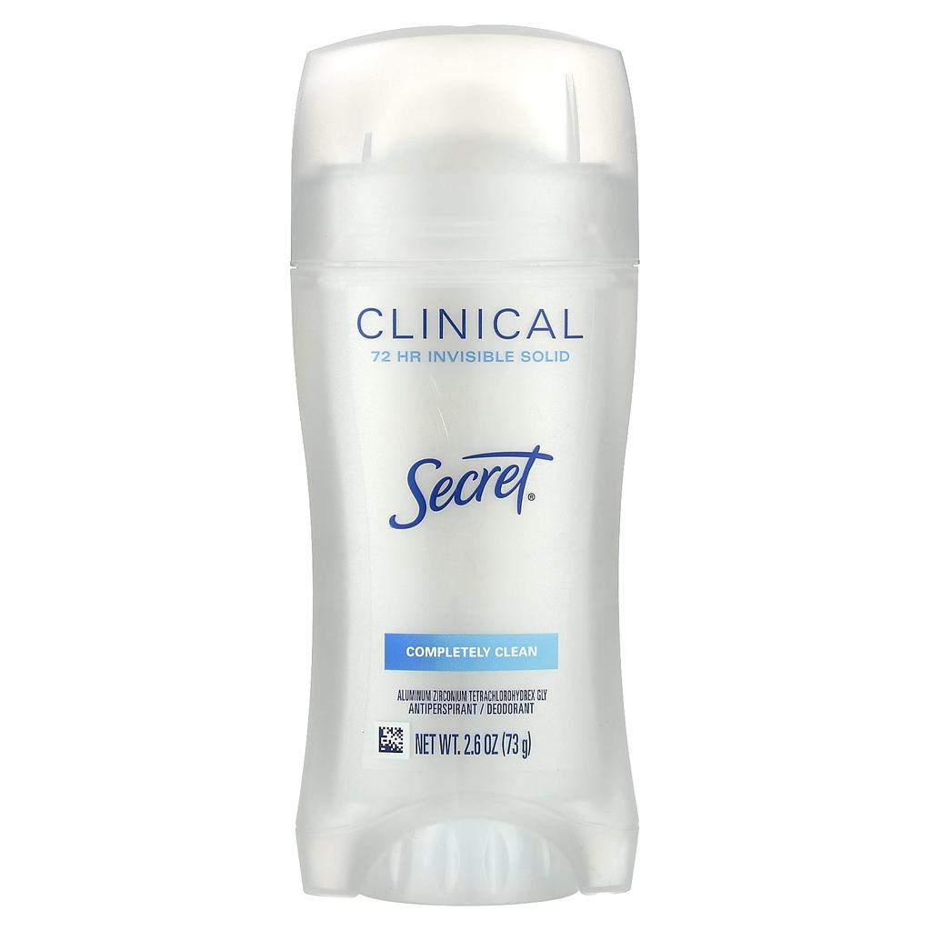 Secret Clinical 72 HR Invisible Solid Deodorant, Completely Clean, 73 G (2.6 Oz)