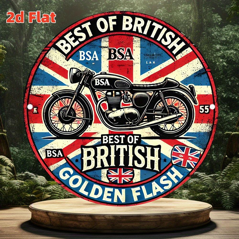 D Flat D Flat British Motorcycle Brand BSA Metal Sign Durable Aluminum Wall Art Decorative Plaque for Home Kitchen Dining