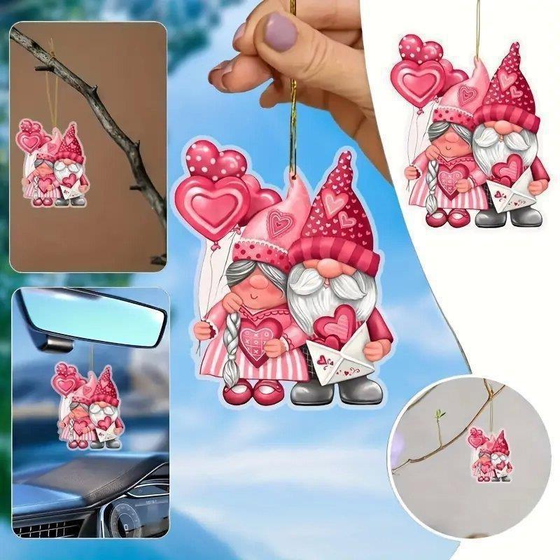 Christmas Pink Santa Claus Acrylic Flat Surface Car Pendant For Vehicle Interior