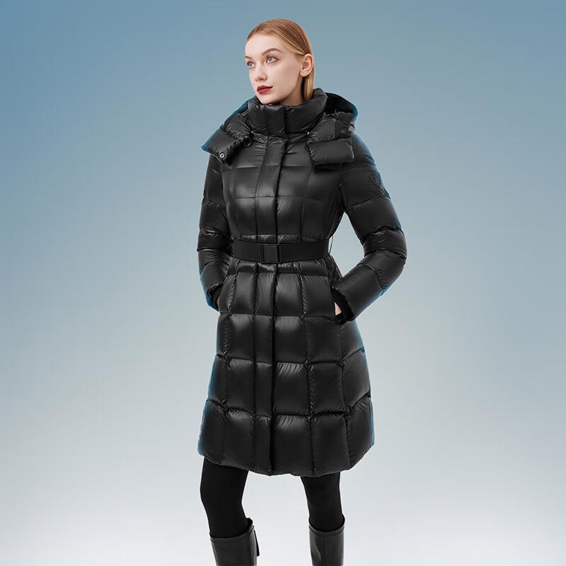 Tanboer Women's Shiny Mid-Length Goose Down Puffer Jacket
