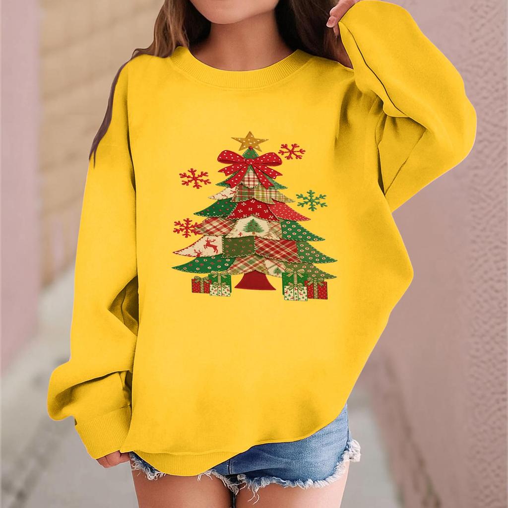 Детский модный повседневный пуловер с длинными рукавами и свободного кроя с рождественским принтом