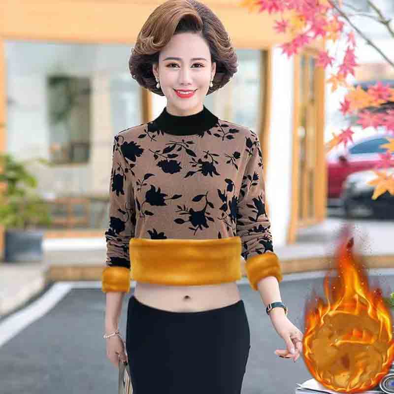 Autumn and Winter High-end All-match Plus Velvet Thick High-neck Bottoming Shirt Women's Inner Jacket