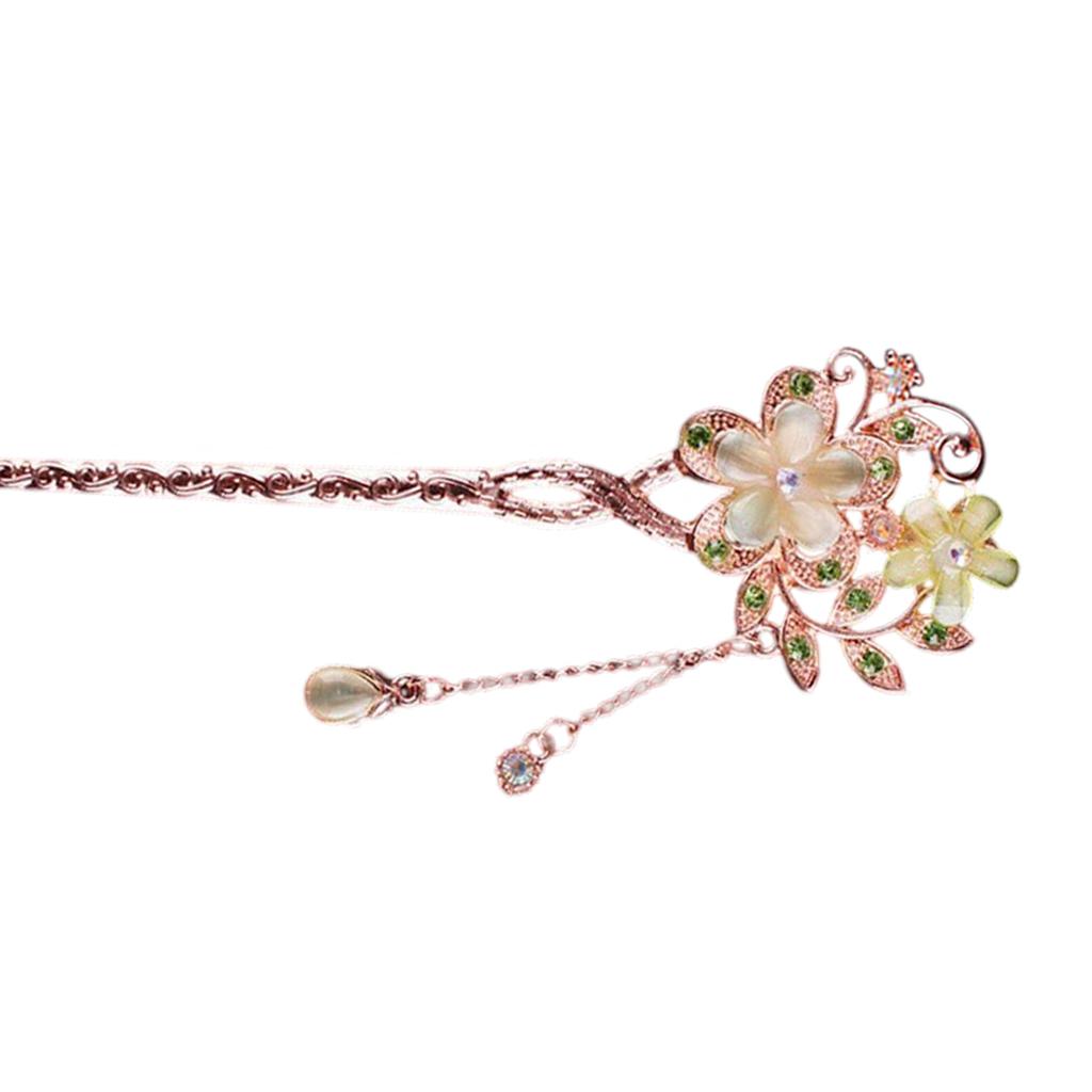 Elegant Crystal Filigree Hair Stick Buyao for Girls Ancient Chinese Hairpin Traditional Hanbiuk Decorative Cosplay