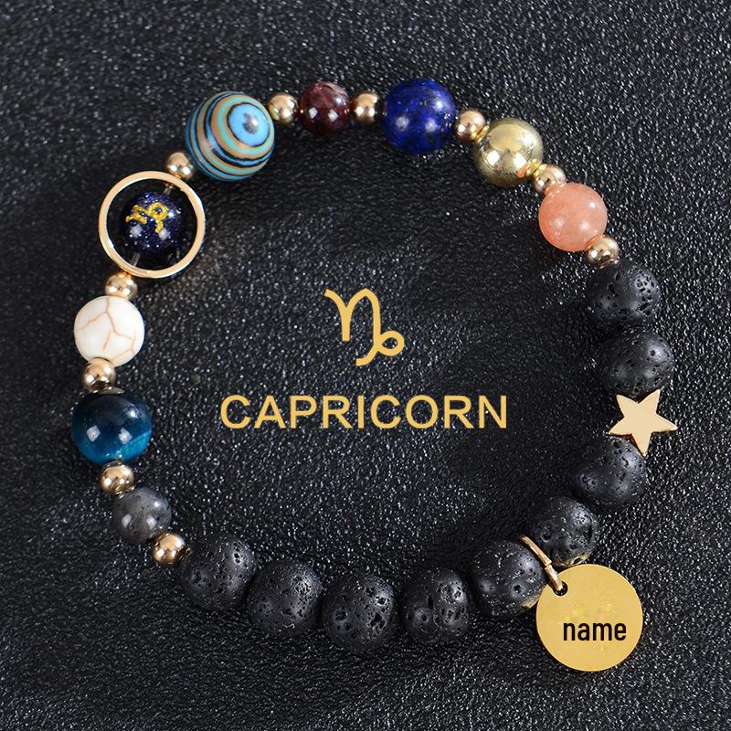 Браслет с планетами и созвездиями из матовых каменных бусин