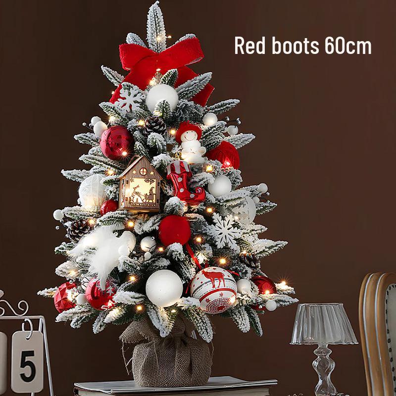 Compact Desktop Christmas Tree Set - Dense Ornaments & Creative Gift Arrangement