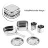 6 шт. Портативный набор посуды из нержавеющей стали для кемпинга, пикника, улицы, сковорода, кастрюля, тарелка, чашка