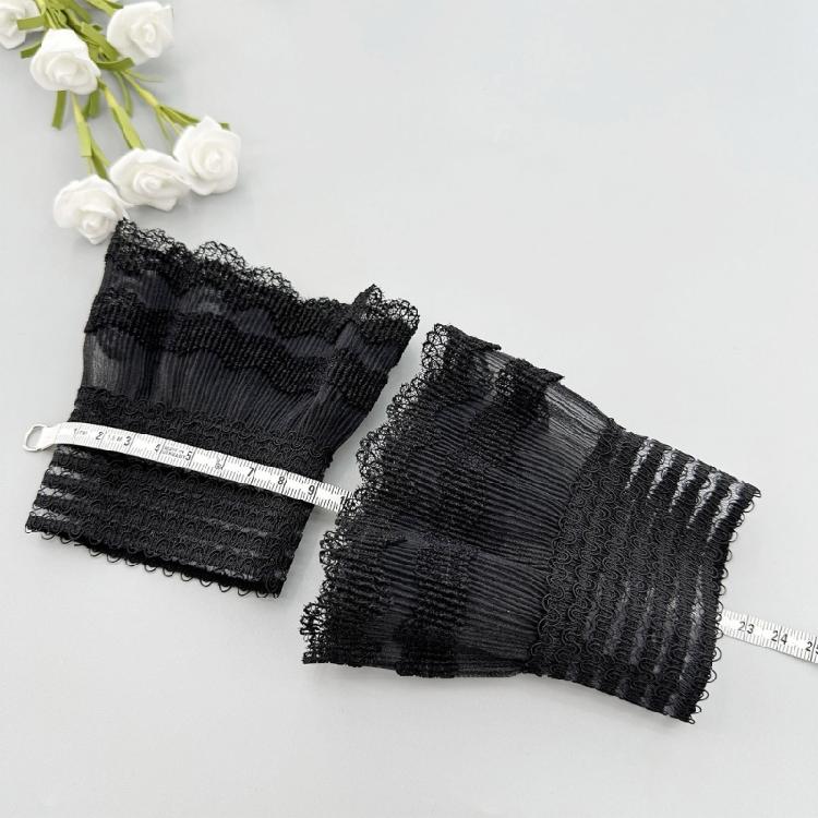 1 пара белых кружевных манжет, комплект аксессуаров для костюма, кружевная сетка, расклешенные рукава, съемные манжеты, плиссированные накладные манжеты со складками