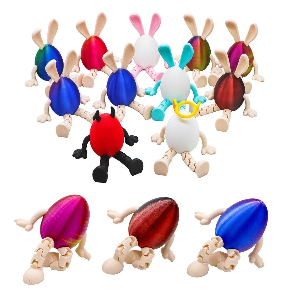 Funny Cartoon 3D Printed Bunny Model Movable Portable Easter Egg Plastic Easter Decoration Easter Celebration