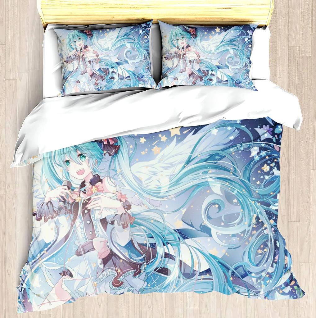 Hatsune Miku Anime 100% Polyester Bedding Set Duvet Cover Set Printed Cartoon Home Decor