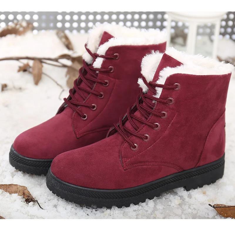 Women's Boots 2023 Winter Boots With Fur Low Heels Snow Boots Ankle Bota Feminina Platform Booties For Women Winter Shoes Heeled