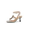 Black Gold Women Slingback Sandals High Thin Heel Small Big Size 32 48