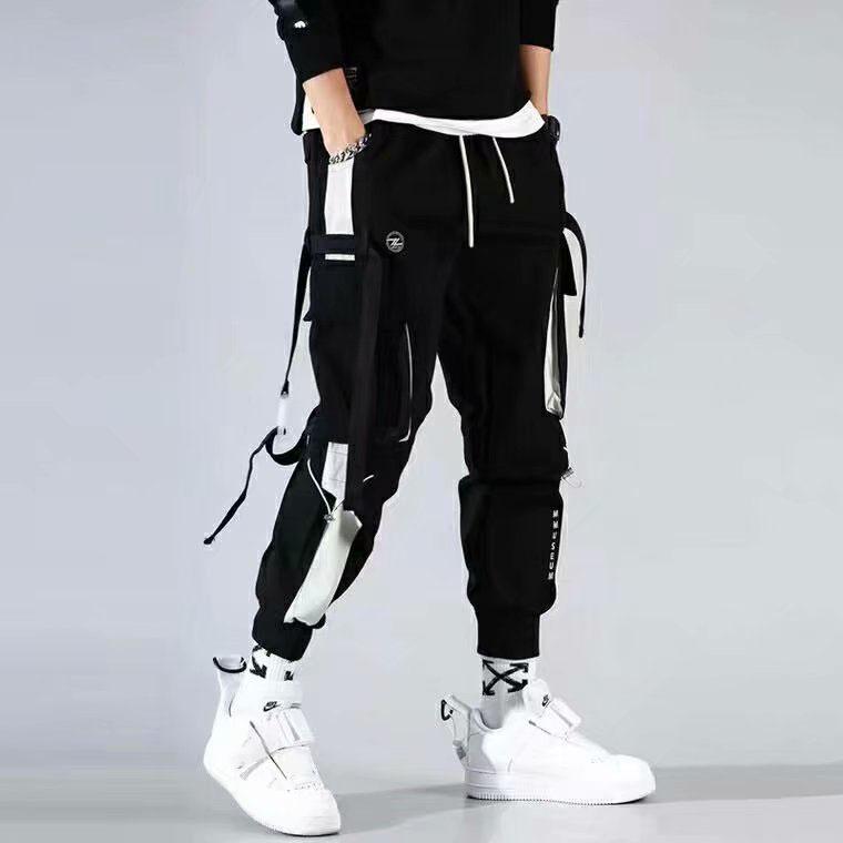 Свободные повседневные спортивные брюки с регулируемым шнурком и множеством карманов для весны-лета