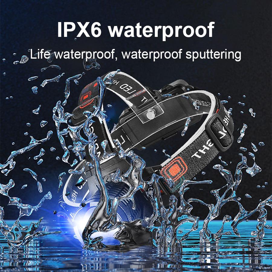 8000LM Powerful Headlamp White/Warm Light Double Wick Led Head Flashlight Long Range Headlight 18650 Rechargeable Head Lantern