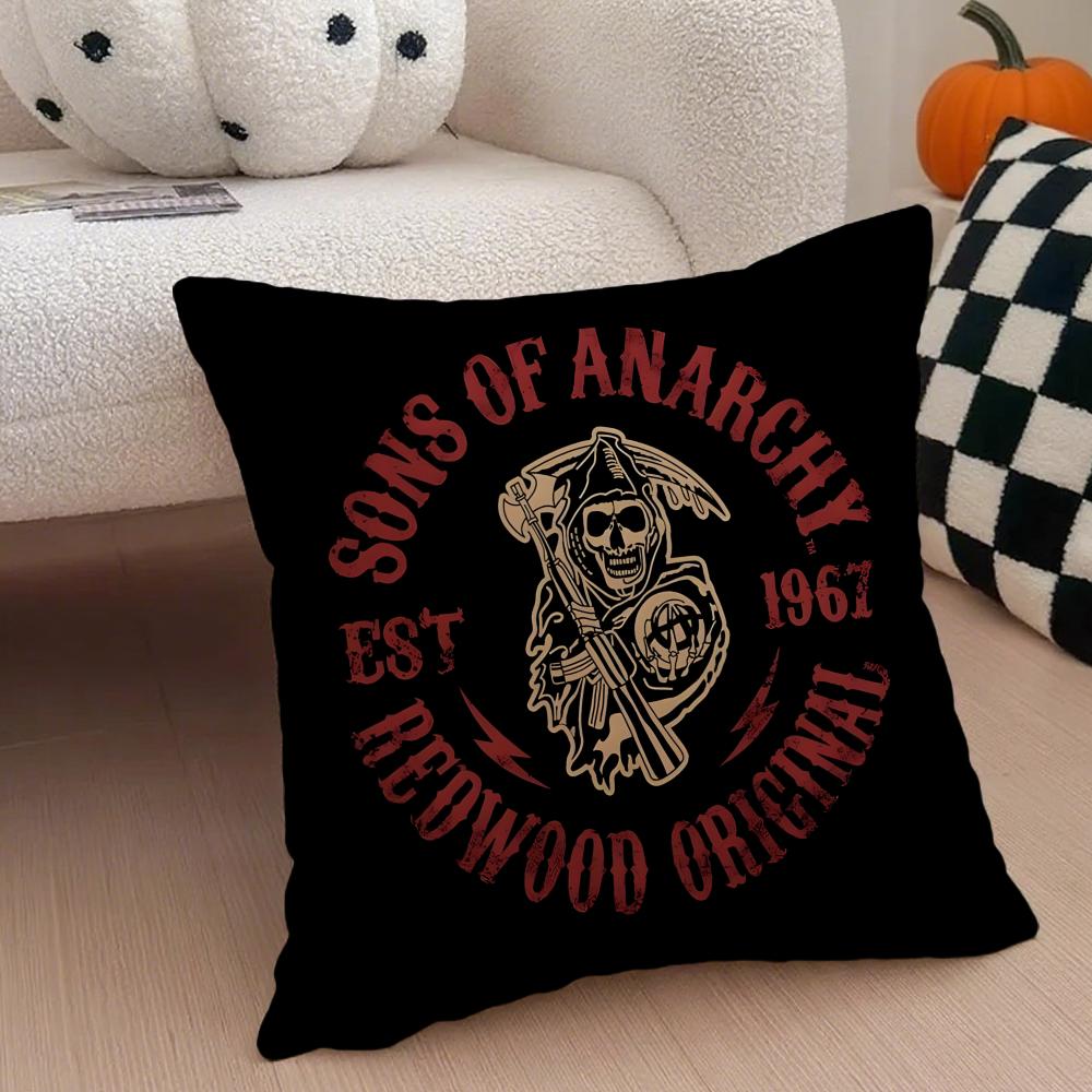 American Biker Drama SSons of Anarchy Cushion Cover Throw Pillow Cover Hidden Button Durable Polyester Chair Cushion