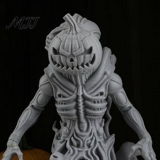 Жуткая скульптура Тыквенного Стража, Голова Призрака Скелета на Хэллоуин, 3D-печатная Готская Инопланетная Жуткая Тема, Фигурка для Декора Дома, Настольная для Офиса Вечеринки