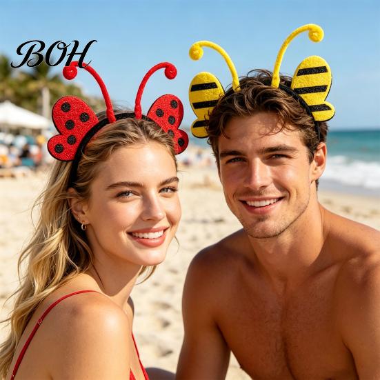 Bee Shaped Headband Insect Wing And Antenna Headband, Cute Butterfly Ladybug Hairband Felt Headpiece for Halloween Cosplay Party Dress Up Accessory