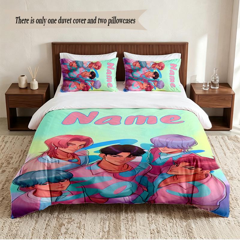 SAJA BOYS Personalized Custom Name 3‑Piece Bedding Set Soft Duvet Cover Set For Bedroom Home Decor