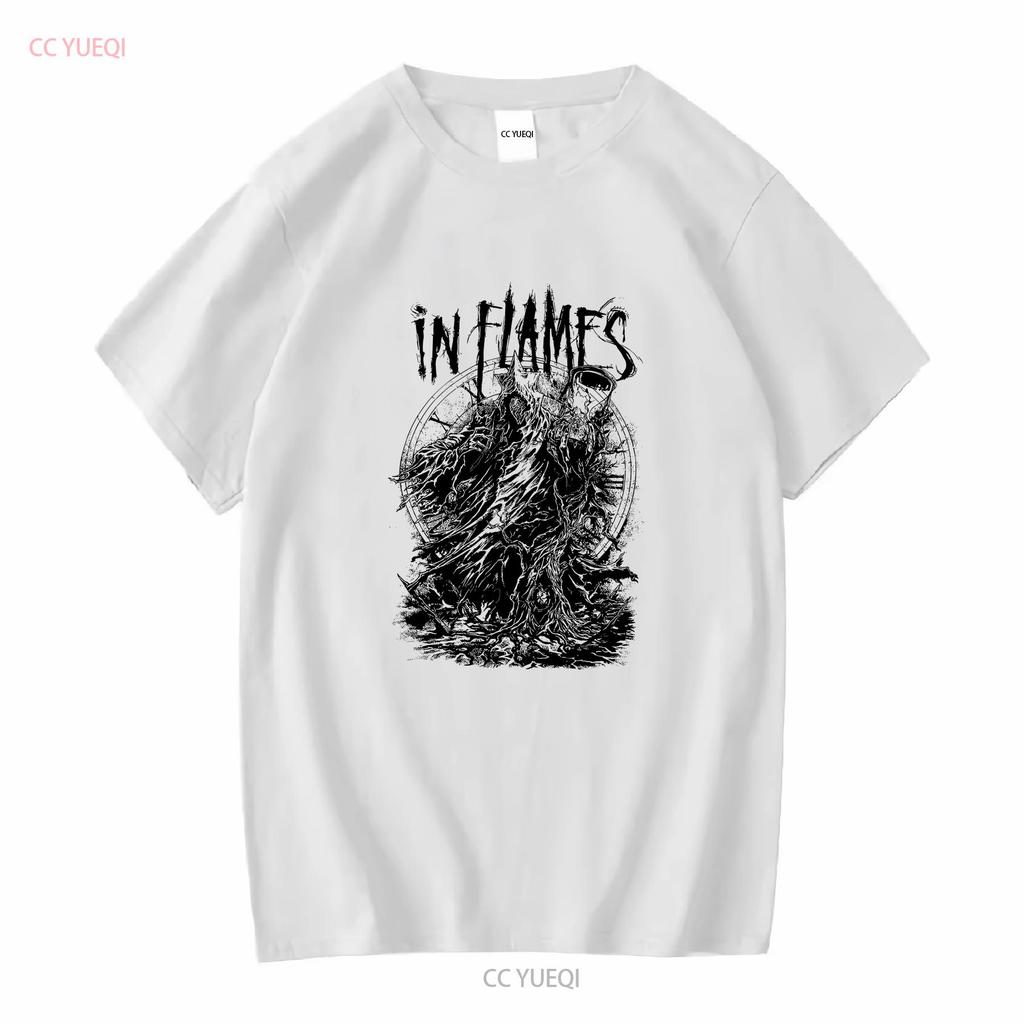 In Flames Ghoul в плаще Футболка Винтажная Стиранная Повседневная Эластичная Уличная Одежда Мужская Мягкая Дизайнерская Одежда Стильная Унисекс