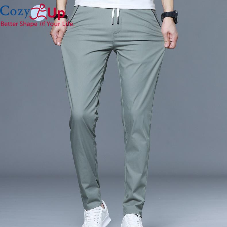 Cozy Up Новые мужские брюки с отделкой, повседневные брюки для мужчин, тонкие спортивные штаны из ледяного шелка, свободные брюки