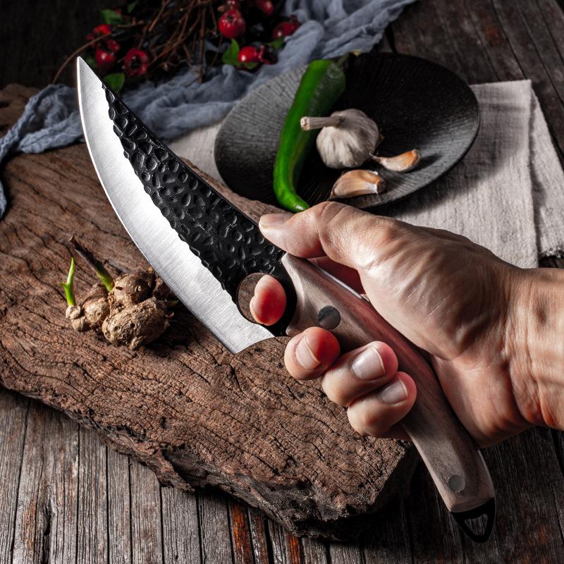 Forged Kitchen Meat Cleaver Chef Knife Boning Slicing Full Tang Butcher Knife Peeling Cutting Fish Sushi Knife with Sheath