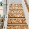 WTEMPO 2 Roll 6 Kinds of Wood Growth Rings Pattern Removable Self-Adhesive Stair Stickers Peel and Stick Renovation Stair Decals Stick Stickers